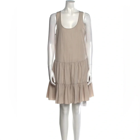 L'AGENCE‎ Scoop Neck Tiered Mini Dress in Neutral - Picture 1 of 10